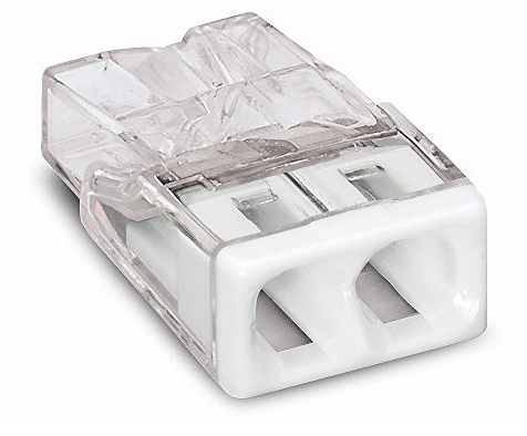 Wago 2273-202 Pluggable Terminal Block, 2 Wege, 450V, 24A, 50 | Verbindungsklemme für Elektroinstallation und Verdrahtung, Kompakte Dosenklemme, 450V 24A, Transparent/Weiß