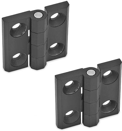 Ganter Normelemente | Scharniere - GN 237-ZD-60-60-A-SW | Zink-Druckguss | schwarz, strukturmatt | 2 Stück, Länge l1: 60mm; Länge l2: 60mm