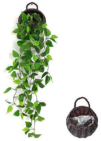 ANZOME Artificial Ivy Garland Artificial Hanging Plants Indoors, Hanging Basket Plants, Artificial Trailing Plants Outdoor, Fake Ivy Hanging Vines for Home Wall Wedding Party Garden Decor