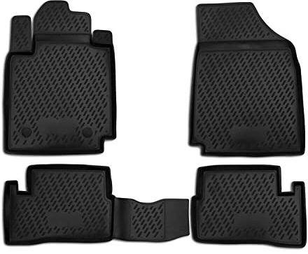 OMAC Gummimatten Fußmatten kompatibel mit Nissan Micra 2005-2010 TPE Automatten Schwarz 4X