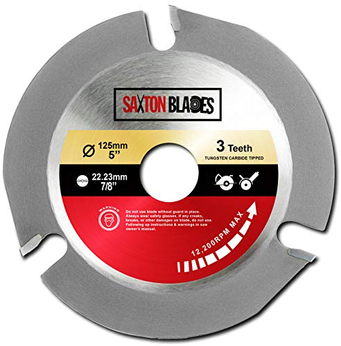 Saxton TCT1253T Kreissägeblatt für Winkelschleifer, Holzschnitzerei, Modellierung, Formen, Nuten und Schneiden, 125 mm, 22,23 mm Bohrung