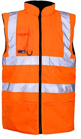 Hi-Viz High Visibility Super Touch Orange Orange Body Warmer Gilet Vest Jacket Sleeveless Reversible Waistcoat[Orange,S]
