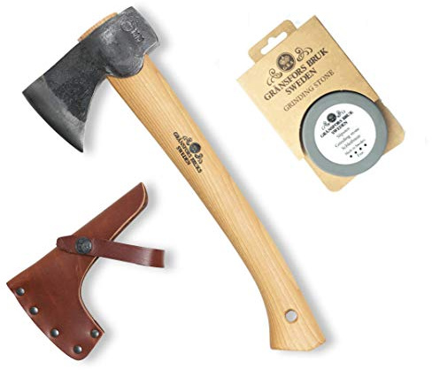 Gransfors Bruk Wildlife Hatchet (415) with Ceramic Grinding Sharpening Stone (4034) - Bundle (2 Items)