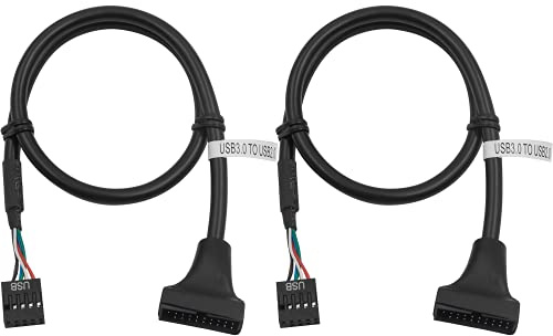 Duttek USB 3.0 auf USB 2.0 Adapter, USB 3.0 Header auf USB 2.0 Kabel, 19 Pin USB 3.0 Stecker auf 9 Pin USB 2.0 Buchse Motherboard Kabel Adapter Konverter 50 cm (2er-Pack)