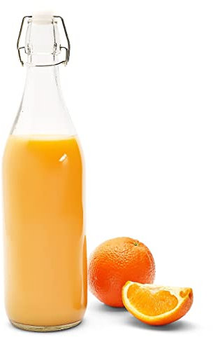 Swing Top Botella de vidrio 1 L Set para Jardín Aceite Vino Jugo Kombucha Cocina Agua Botellas