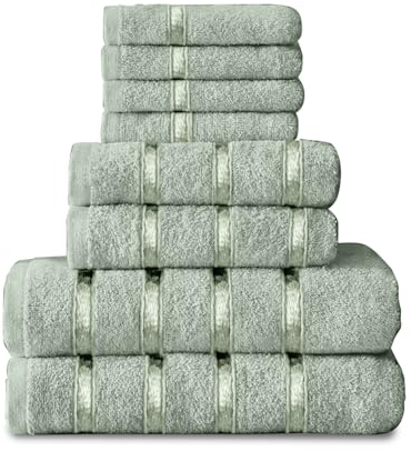 8-teiliges Handtuch-Set – ägyptische Baumwolle | Gesichtshandtuch | Handtuch | Badetuch | – schnell trocknende und sehr saugfähige Handtücher Entenei – waschbare Handtücher für Badezimmer