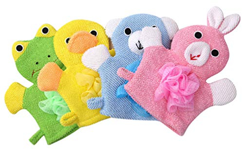 SOLUSTRE 4 Stück Badetuch Für Kinder Luffa-schwammtuch Badehandschuh Handtuch Cartoon-tier-dusche-luffas Luffa-handschuhe Baby Körperwäscher Sport Kleinkind Ein Bad Nehmen Südkorea