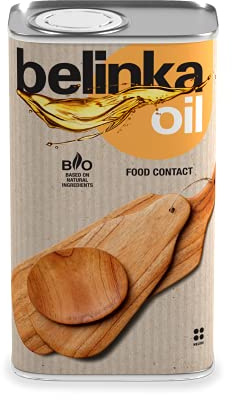 BELINKA Holzöl für Lebensmittel - 1 Liter - Premium Pflegeöl für Lebensmittelkontakt - Lebensmittelecht - Pflanzlich/Vegan - Für Arbeitsplatten, Schneidebretter & Küchenbedarf