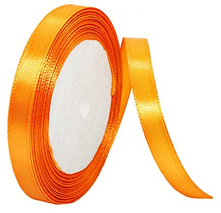 Orange band, 10 mm för presentförpackning, 22 m, halloweenband, satinband, orange polyesterband, ballongband, tjockt tygband för hantverk, jul, alla hjärtans dag, buketter, tårta, bröllopsfest, dekor