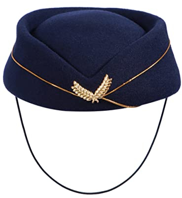 Abaodam Flugbegleiterinnenmütze Aus Stewardessenmütze Marineblau Einheitsgröße Für Kostüm Cosplay Bühnenauftritte Leicht Zu Waschen