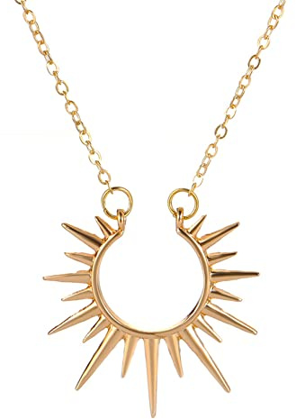HMOOY Sonne Halskette, Gold/Silber Sonne Anhänger Halskette Verstellbar Sun Kette Vergoldete Sunshine Halskette Minimalist Schmuck für Damen Mädchen