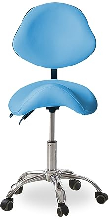 NUNETH Sattelhocker Sattel, Der Ergonomischen Drehschemelstuhl Rollt, Professioneller Bürostuhl-Sattelhocker mit Robustem Metallgestell, Studio Hydraulischer Rollhocker (Color : Blue)