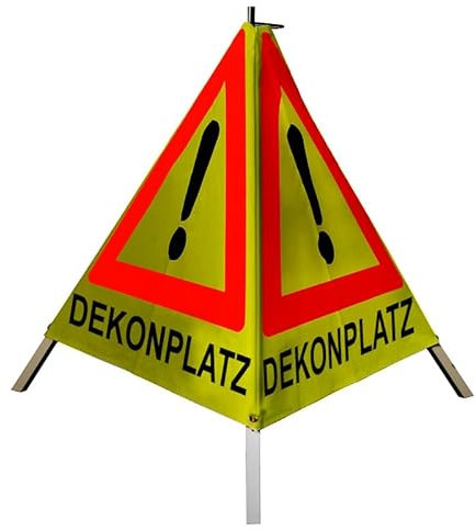 Warnpyramide/Faltsignal 70 cm - Achtung(VZ101) DEKONPLATZ - retro-refl. gelb, leicht