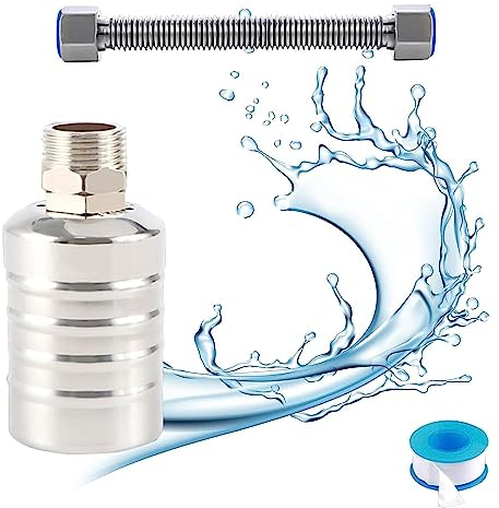 Qivine Automatisches Schwimmerventil 3/4 Zoll Edelstahl Wasserstandsregelventil Schwimmerkugel Ventil mit 30cm Wellrohr, Wasserstandskontrolle für Wassertank, Pools, Teich