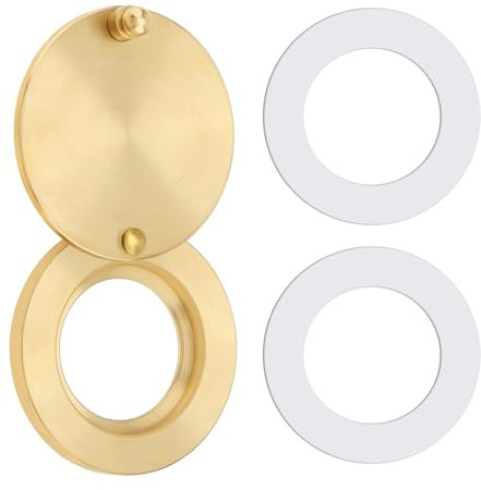 HOJLKLD Peephole Cover, Solid Brass Security Spy Hole Cover with Double-Sided Self-Adhesive Tape for 16 mm Diameter Door Viewer (1, Gold)