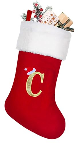 NIBESSER Calcetines Navidad Chimenea con Letra 50 cm Botas de Navidad para Colgar Calcetines Navideños de Terciopelo Papá Noel Christmas Stocking Idea Regalo para Decoración Navideña