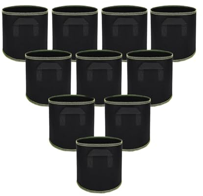 10 Stück Stofftopf 15l,Wiederverwendbare 15l Stofftopf,Pflanzsack 15l Mit Griffe(Schwarz mit grünem Rand)