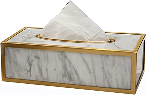 NSTVVEE Taschentuchspenderbox Taschentuchbox-Abdeckung Marmor Messing Taschentuch-Aufbewahrungsbox Zuhause Wohnzimmer Restaurant Desktop Rechteckiger Taschentuchbox-Halter Kosmetiktuchspen