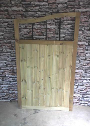 Wooden Swan Neck TVG Garden Gate Pedestrian Gate Wooden Pressure Treated 5ft 150cm, (150cm High x 120cm Wide x 5cm Deep)