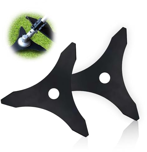 HJIAMA 2 Pièces Lame Débroussailleuse Ronce, 3 Dents Lame Débroussailleuse Acier au Manganèse, Diamètre Trou 25,4 mm, Léger et Fin, Pour Pelouses et Mauvaises Herbes (Non Adapté Pour Branches Dures)
