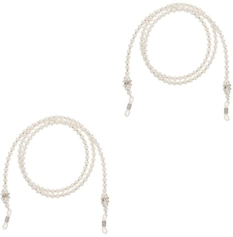 VALICLUD 2St Brillenkette aus Imitationsperlen glasses chain brillenketten Sonnen mit Perlen brillenständer für perlenbesetzte Weiß
