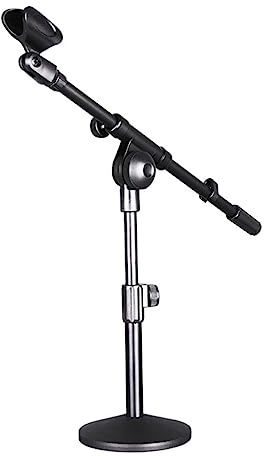 Höhenverstellbarer Tischmikrofonständer Konferenzen für Gesang | Eisen, Runde Basis, Schwarzes Kompaktformat, für Zuhause und Bühne, Sicherer Stand, Langlebig Gebaut
