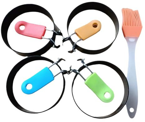 Yominerr Runder Omelettmaker, Silikongriff, Antihaftbeschichtet, Omelettring, Eierring, Omelettform, Modell, Kuchenform, Backen