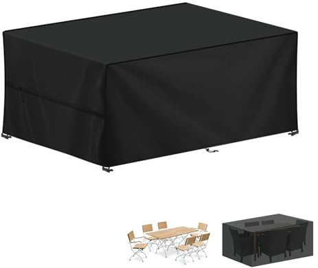 LAMUNI Trädgårdsbordsöverdrag 200x100x90cm Utomhus Bordsskydd Vattentätt Överdrag för trädgårdsbord 420D Oxfordtyg Skyddsöverdrag Utemöbler Vindtät Överdrag för Trädgårdsmöbler