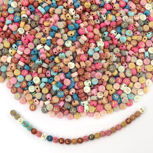 1260 Stück Multi-Color Letter Beads, A-Z Letter Beads Set, farbige Alphabet Perlen für Schmuckherstellung, DIY Armbänder, Halsketten, Kunsthandwerk