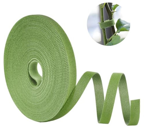 Adiwo - Cinta adhesiva para plantas con velcro, 15 m, color verde, resellable, de doble cara, 10 mm, autoadhesiva, para trepar, multiusos, resistente a la intemperie