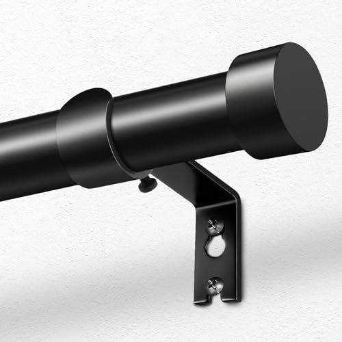KAMANINA Barra Cortina Negra, 25 mm Barra Cortinas Extensible 80-304 cm
