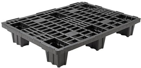Catolo Leichtpalette Halbpalette, 80 x 60 cm, Schwarz, Industriepalette mit Gitterstruktur Kunststoff halbe Plastik Palette 80x60 halbes Maß einer Europalette