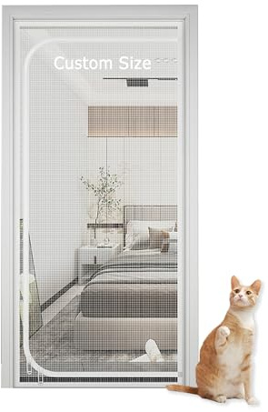Custom Fly Screen Door Anti-Mosquito Door Curtain, Pet Screen Door for Living Room, Bedroom, Insect Fly Mesh Pet Resistant Mesh Door Screen Fly Curtain Nets (Custom Size)