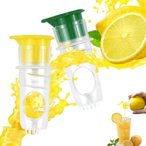 2 Piezas Exprimidor De Limón manual kit,Exprimidor Limon,Vertedor de limones,Exprimdor de jugo con tapa de rosca,Nuevo exprimidor de limón con tapón de rosca,para Naranjas y Otros Tipos de Cítricos