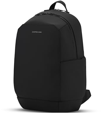 Kapten & Son Rucksack Oslo All Black 18L | Rucksack Herren Schwarz | 16 Zoll Laptopfach, Handgepäck-Größe & Kofferbefestigung | Ergonomisch & Wasserabweisend mit Schlüsselkarabiner