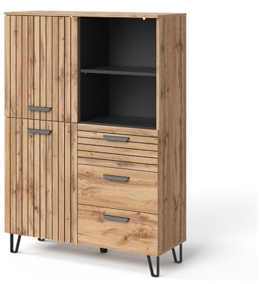 Vicco Garderobe Amber, Eiche Wotan, 100 x 142 cm | zur Ablage von Büchern, Lampen und Alltagsgegenständen