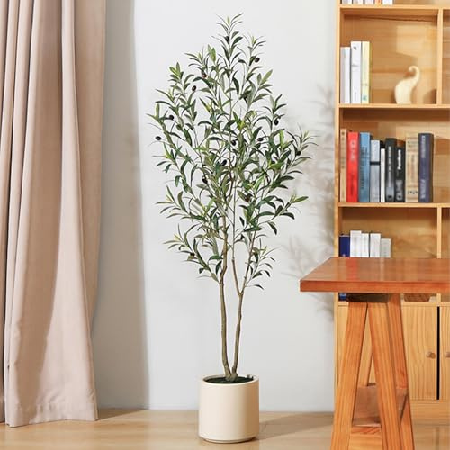 GSATREY Olivo Artificial Grande, Planta Artificial Realista, con Maceta, Hojas Realistas, para Hogar Salón Dormitorio Oficina Patio Tienda Jardín Baño(180 cm/70.9 Inches)