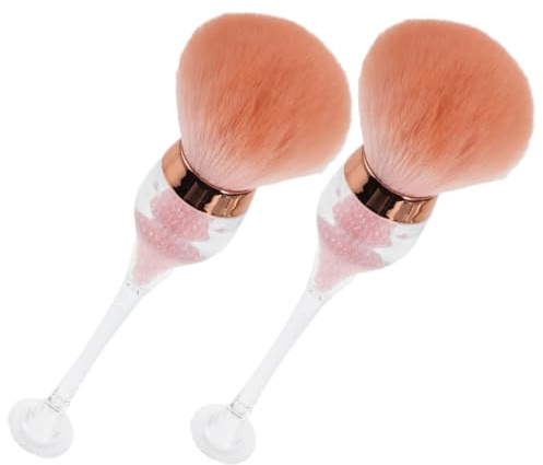COLLBATH Lot de 2 Brosses pour Ongles en Plastique Grand Tête de Verre à Vin Poils Doux Nettoyant pour Outils de Manucure Nail Art Voyage