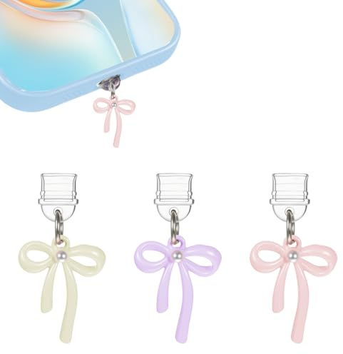 KEWUF 3 Pièces Charms pour Téléphone, Bouchon Anti-poussière Charm Compatible avec Port de Charge Type-C, Capuchons de protection type C - Prise de charge, Accessoires pour iPhone 16/15