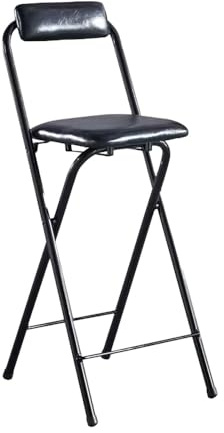 LIJCHGAO Sedia Alta da Bancone con Schienale Sgabelli Bar Moderni Sgabello Bar Pieghevole per campeggio cucina bar 50cm/55cm/60cm/65cm/70cm/75cm/80cm(Black,65cm/26In)