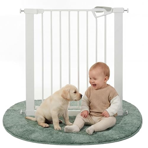 roba easySafe+ Tür- & Treppenschutzgitter aus Metall - Verstellbreite 75-82 cm - Erweiterbar bis 110 cm - TÜV-geprüft - Weiß