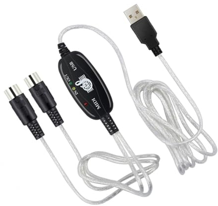 HOMOCONO USB Midi Kabel Midi zu USB Kabel für Keyboard Verbindung Musikbearbeitung Kompatibel mit Windows PC und Computer