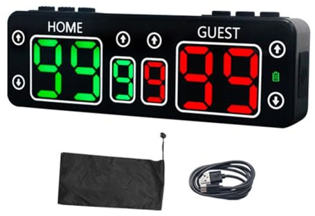 NiuLumea Marcador electrónico LED recargable con pantalla superbrillante para baloncesto, fútbol, rugby, billar – 24 horas de uso, botones táctiles y de goma, ABS + construcción de goma (color: rojo)