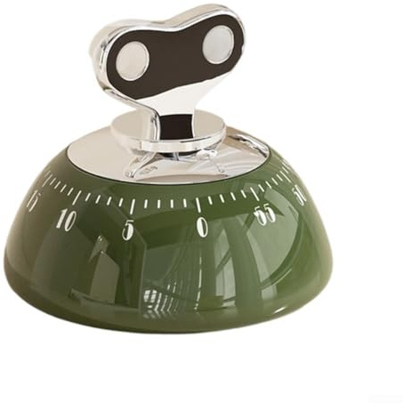 Minuteur de cuisine mécanique magnétique de 60 minutes sans pile en acier inoxydable ABS pour cuisine, bureau, bureau, rouge, blanc, vert (vert)