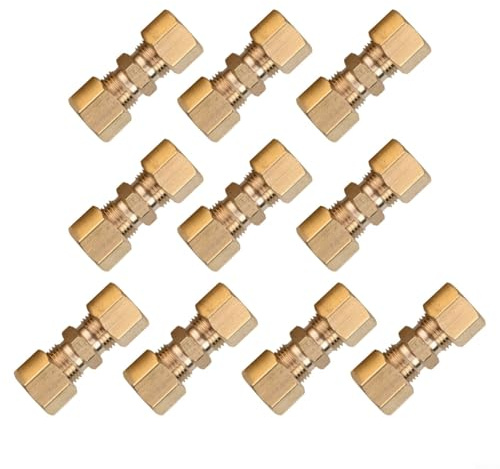 Lot de 10 raccords de compression de conduite de frein en laiton pour conduites hydrauliques, de carburant et de frein, joint de compression droit, résistant à l'usure et facile à installer (5/16)