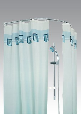 ALU BOGENSTANGE 90x90 cm Rundduschstange DUSCHVORHANGSTANGE OVAL WEISS OVALSTANGE FÜR DUSCHVORHANG