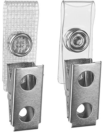 Karteo Ausweis Metall-Krokoclip [10 Stück] mit Vinylstrap klar transparent für Ausweishülle Kartenhülle Ausweishalter Kartenhalter Halter