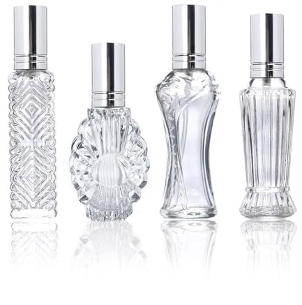H&D HYALINE & DORA Vintage Refillable Perfume Bottles Glass Empty Spray Bottle Wedding Gifts Car Decor Set of 4