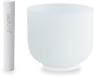 TOPFUND 8 inch 432 Hz F Note Crystal Singing Bowl Heart Chakra with Suede Mallet
