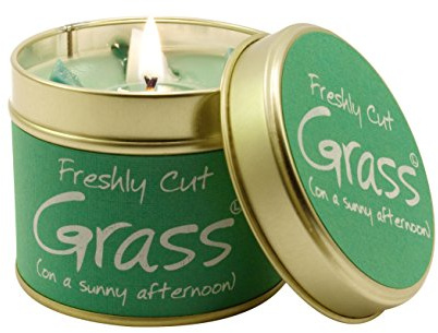 Lily-Flame Cut Grass Tin, Green